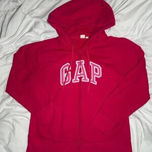 GAP hot pink logo zip up hoodie